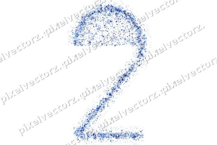Seamless glitter number 2 in blue and cyan on a transparent background