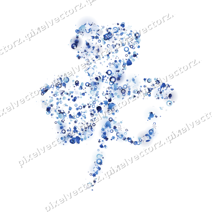Seamless glitter shamrock in blue and cyan on a transparent background