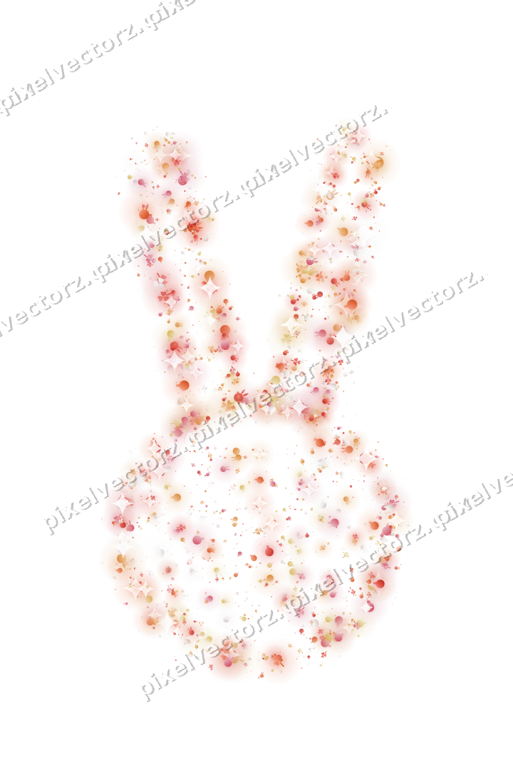 Seamless glitter easter bunny in red on a transparent background