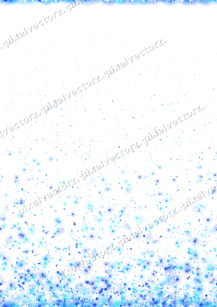 Seamless rising glitter in cyan and blue on a transparent background