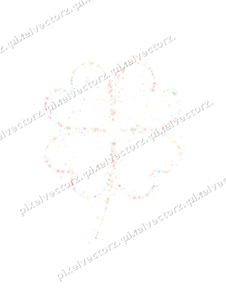 Seamless glitter four leaf clover on a transparent background