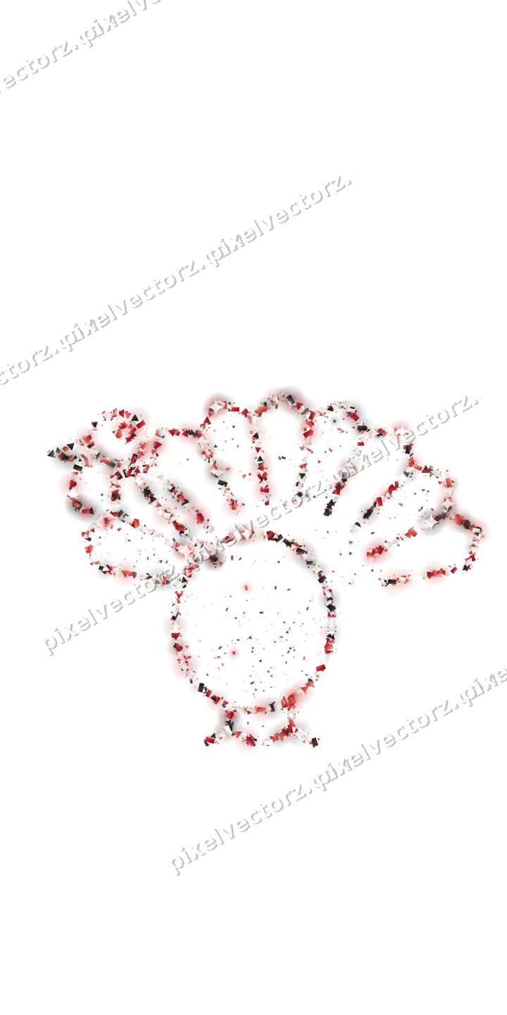 Seamless glitter turkey in red on a transparent background