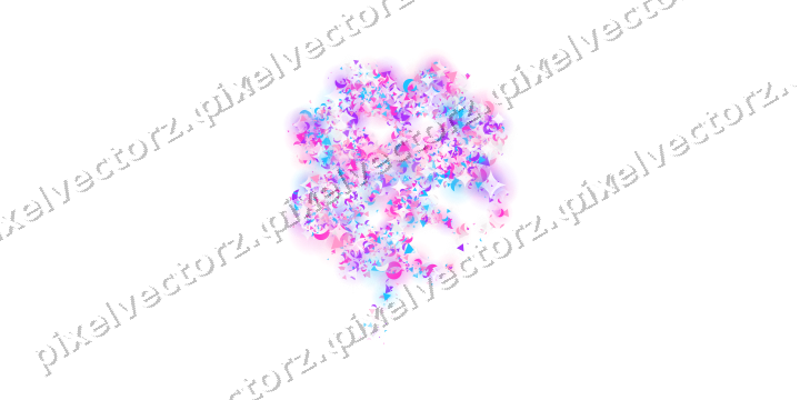 Seamless glitter clover leaf in magenta on a transparent background