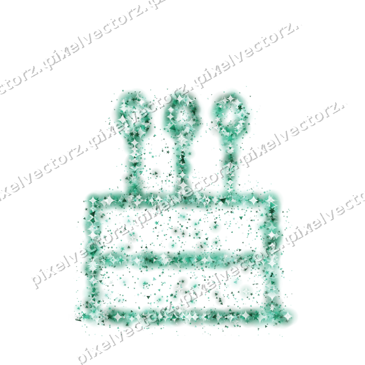 Seamless glitter birthday cake on a transparent background