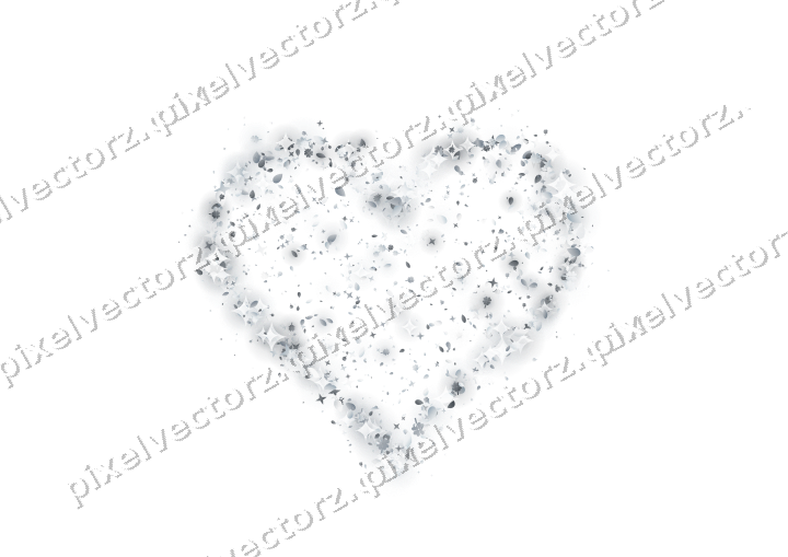 Seamless glitter heart of stars and eggs on a transparent background