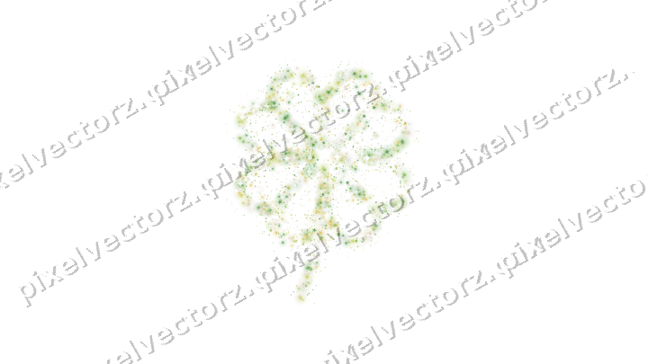 Seamless glitter clover leaf of stars on a transparent background