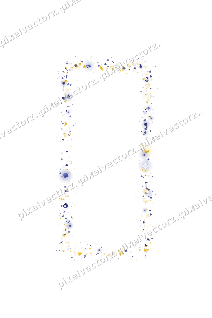 Seamless glitter frame in dark blue on a transparent background