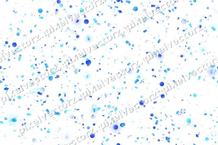 Seamless glitter scatter in cyan and blue on a transparent background