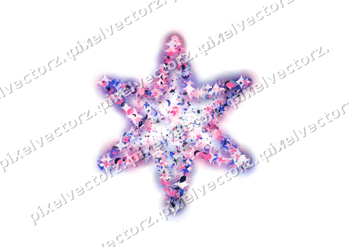 Seamless glitter star in pink and blue on a transparent background
