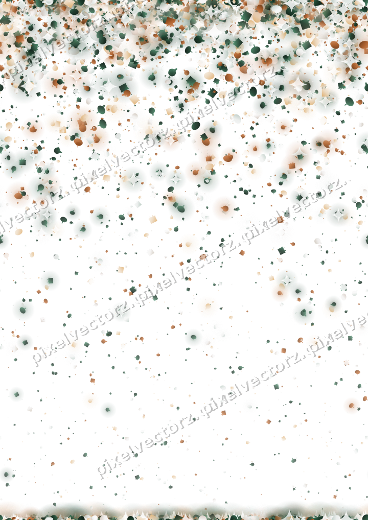 Seamless falling glitter in dark green on a transparent background