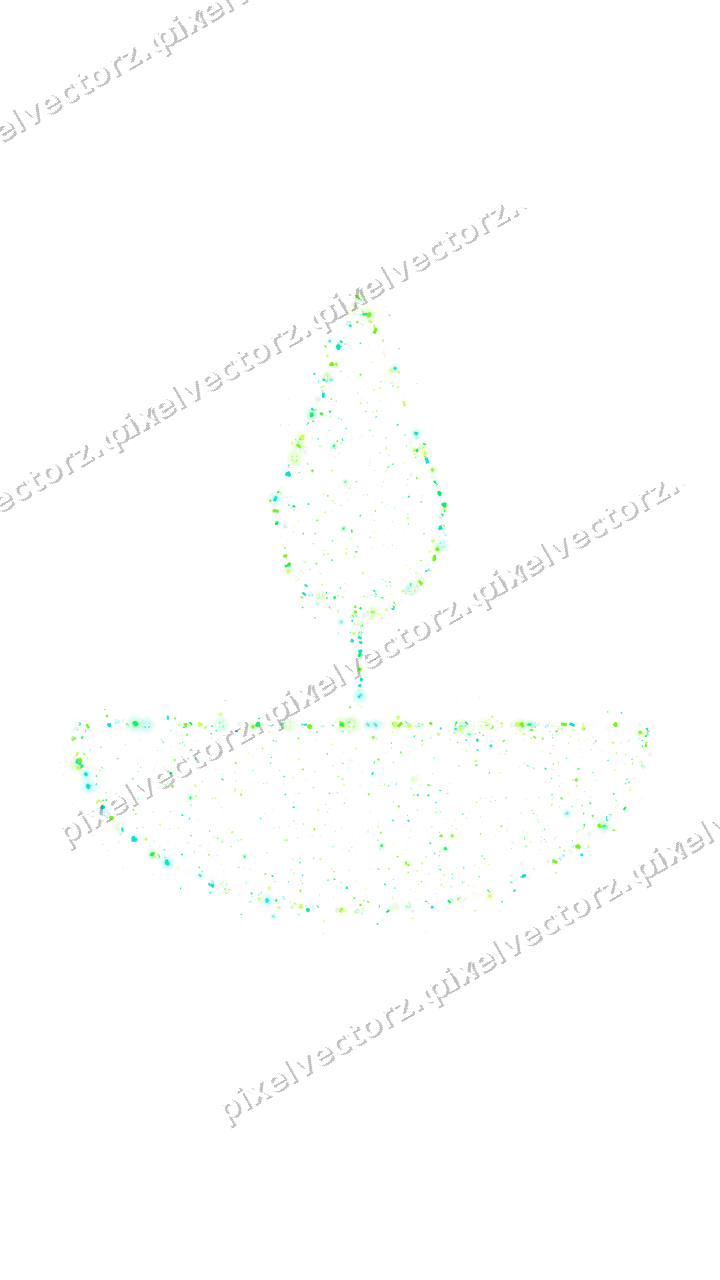 Seamless glitter diya lamp in green on a transparent background