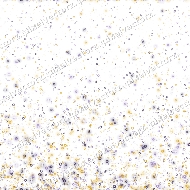Seamless rising glitter of rings in amber on a transparent background
