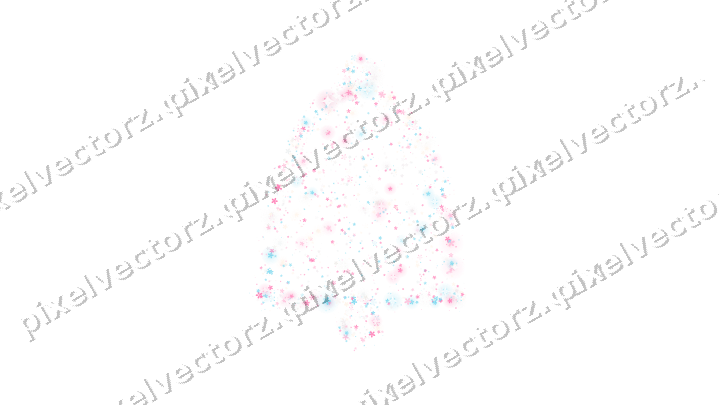 Seamless glitter bell of flowers in pink on a transparent background
