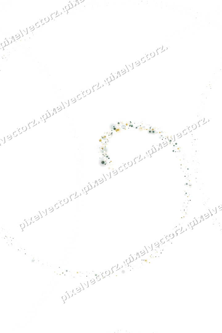 Seamless glitter spiral of flowers on a transparent background