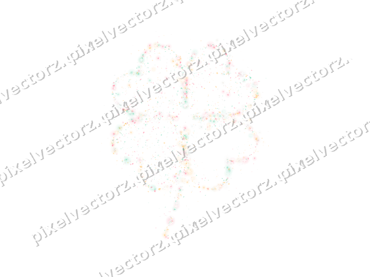 Seamless glitter four leaf clover on a transparent background