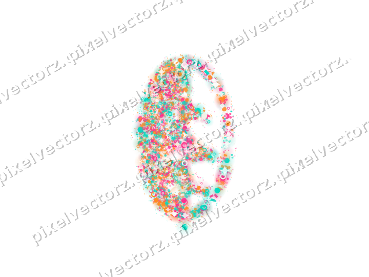 Seamless glitter leaf of dots and rings on a transparent background