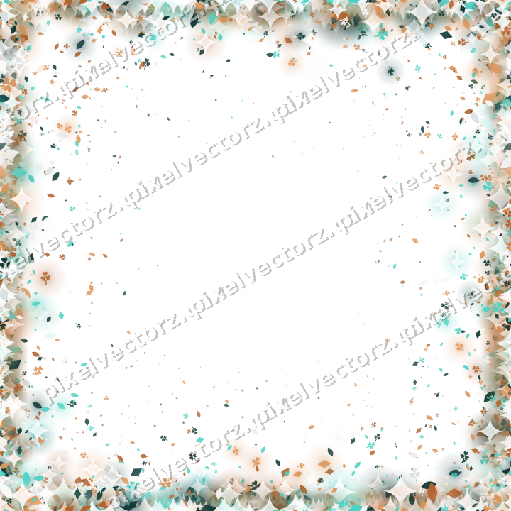 Seamless glitter border in orange and teal on a transparent background