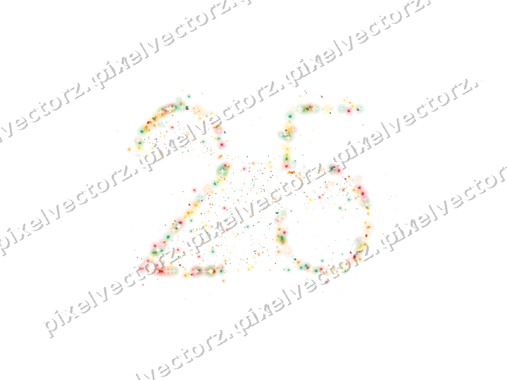 Seamless glitter number 25 of diamonds on a transparent background