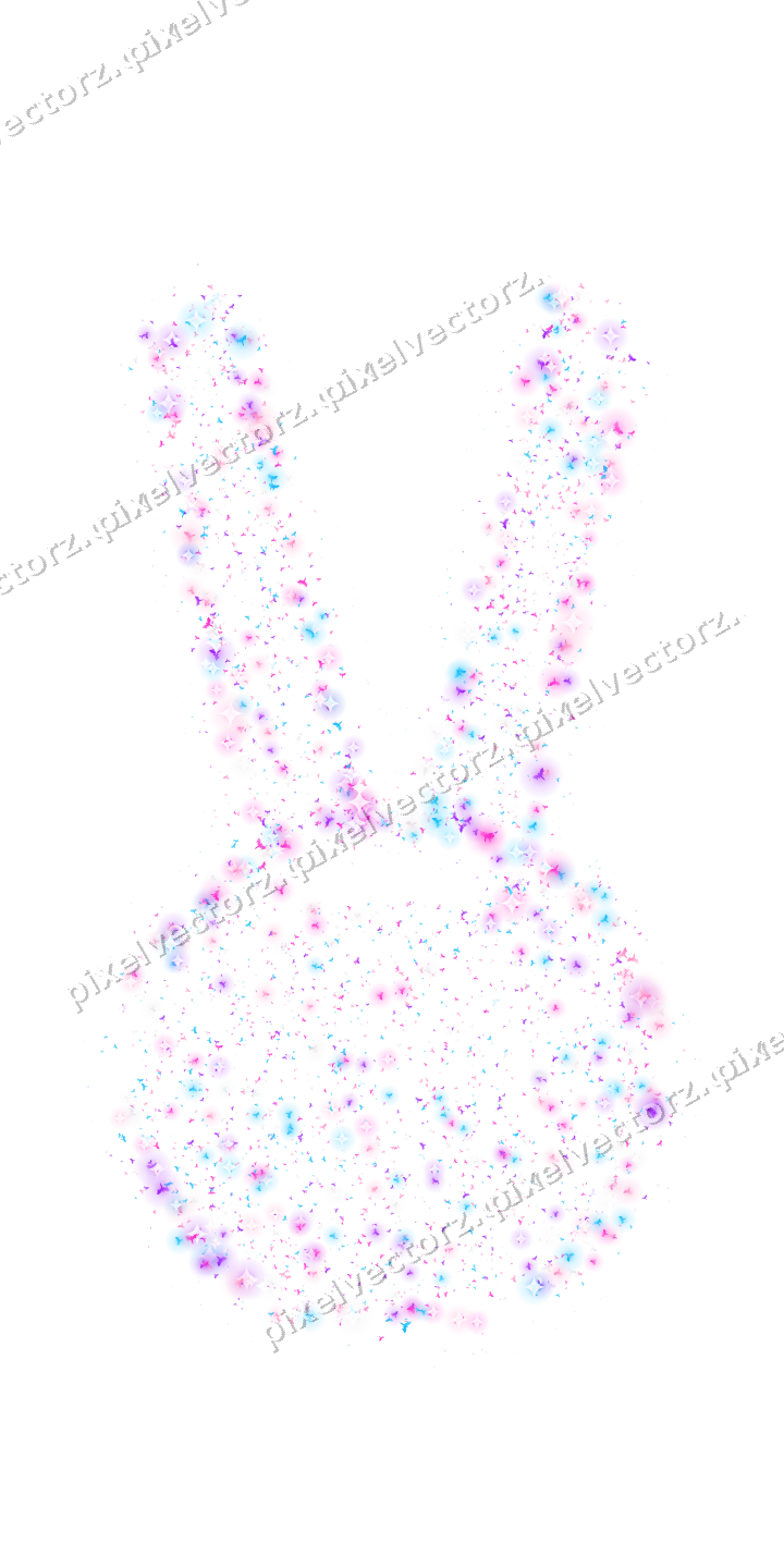 Seamless glitter easter bunny of bats on a transparent background