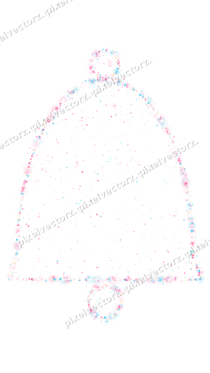 Seamless glitter bell in pink and cyan on a transparent background