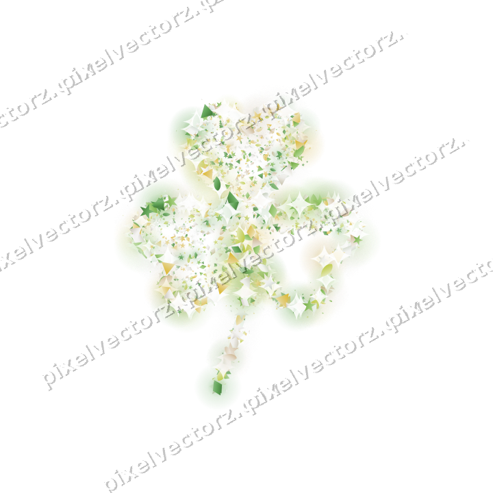 Seamless glitter shamrock in lime on a transparent background