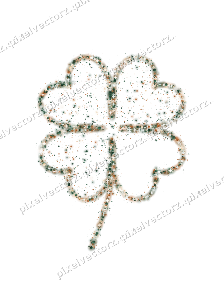Seamless glitter four leaf clover on a transparent background