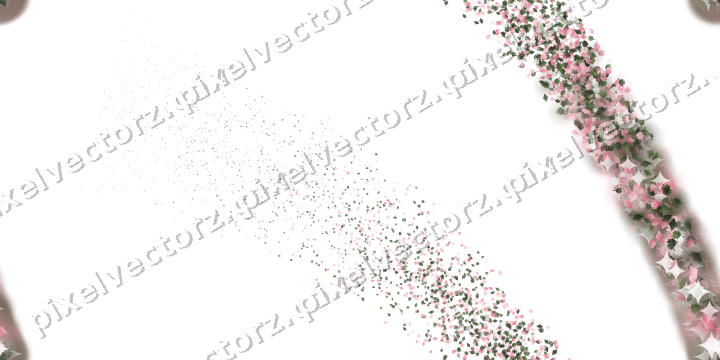 Seamless star trail in pink and dark lime on a transparent background