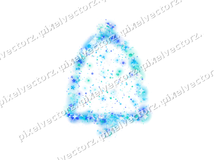Seamless glitter bell in cyan and teal on a transparent background