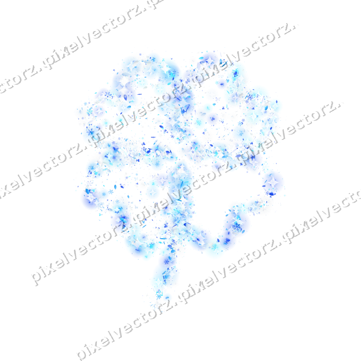 Seamless glitter four leaf clover in cyan on a transparent background