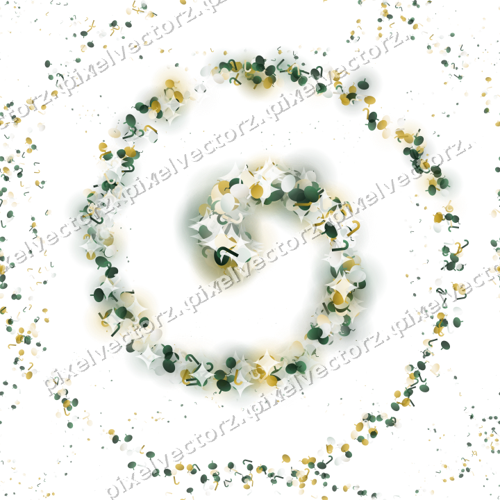 Seamless glitter spiral in dark green on a transparent background