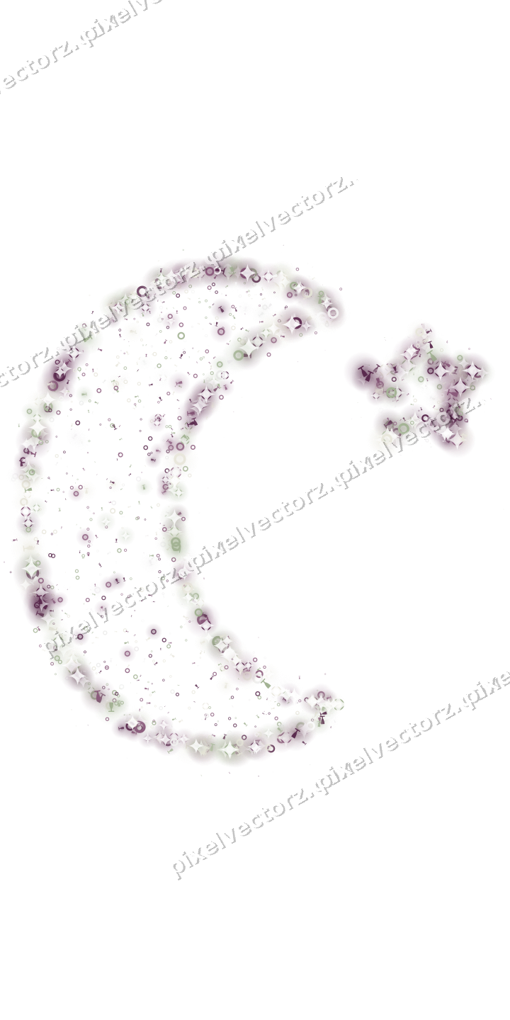 Seamless glitter crescent moon on a transparent background