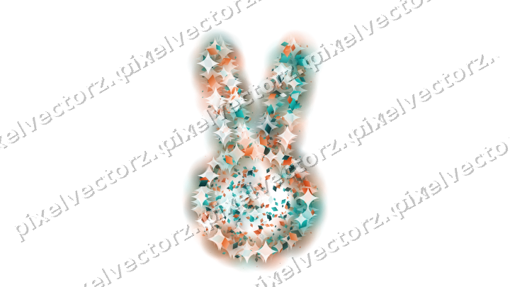 Seamless glitter easter bunny of diamonds on a transparent background