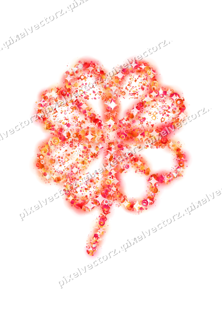 Seamless glitter clover leaf in red on a transparent background