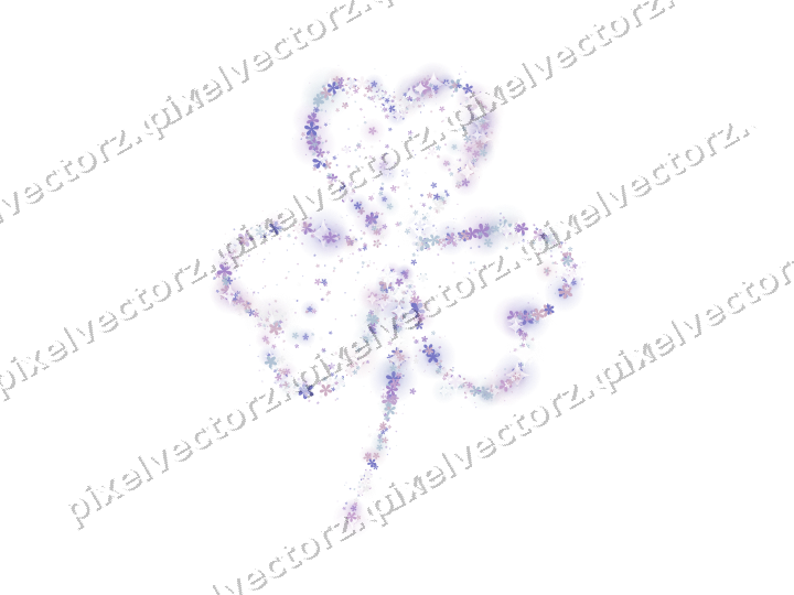Seamless glitter shamrock of flowers on a transparent background