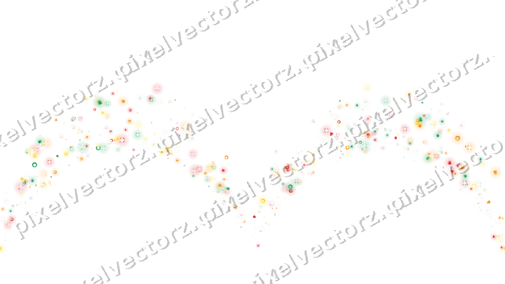 Seamless glitter garland in red and orange on a transparent background