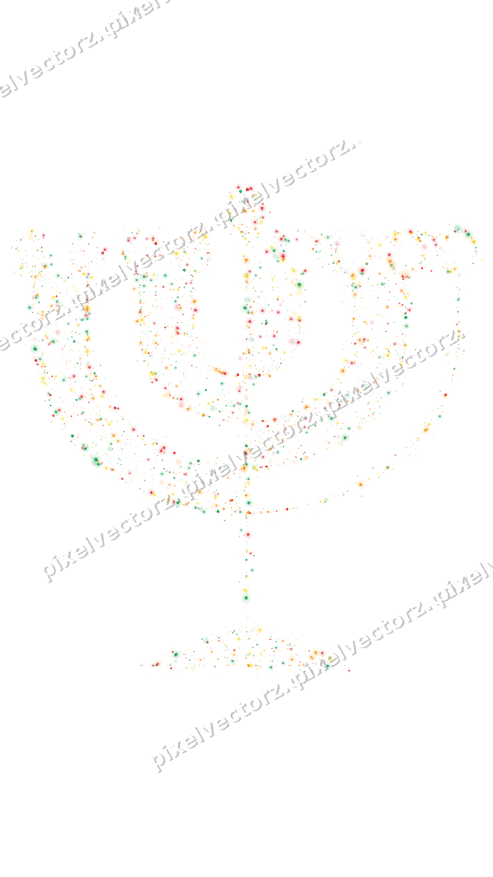 Seamless glitter menorah of hearts in red on a transparent background