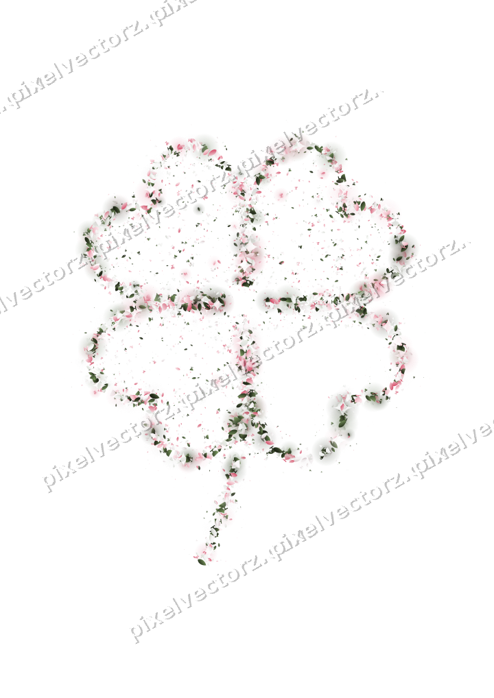 Seamless glitter four leaf clover in pink on a transparent background