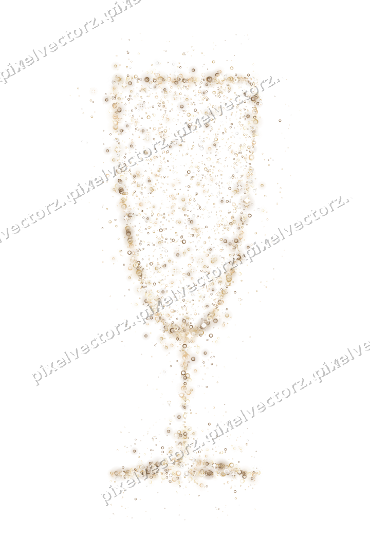 Seamless glitter champagne flute of rings on a transparent background