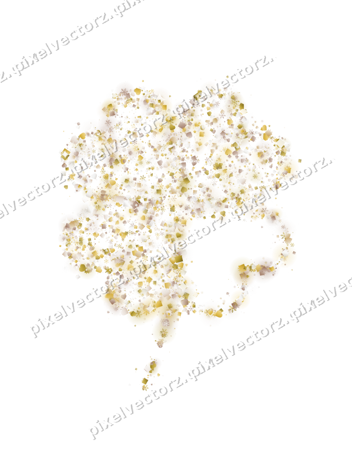 Seamless glitter four leaf clover in amber on a transparent background