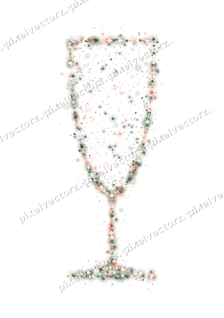Seamless glitter champagne flute on a transparent background