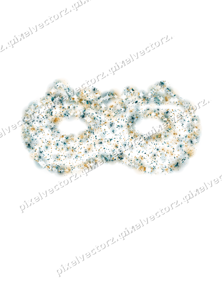 Seamless glitter carnival mask in amber on a transparent background