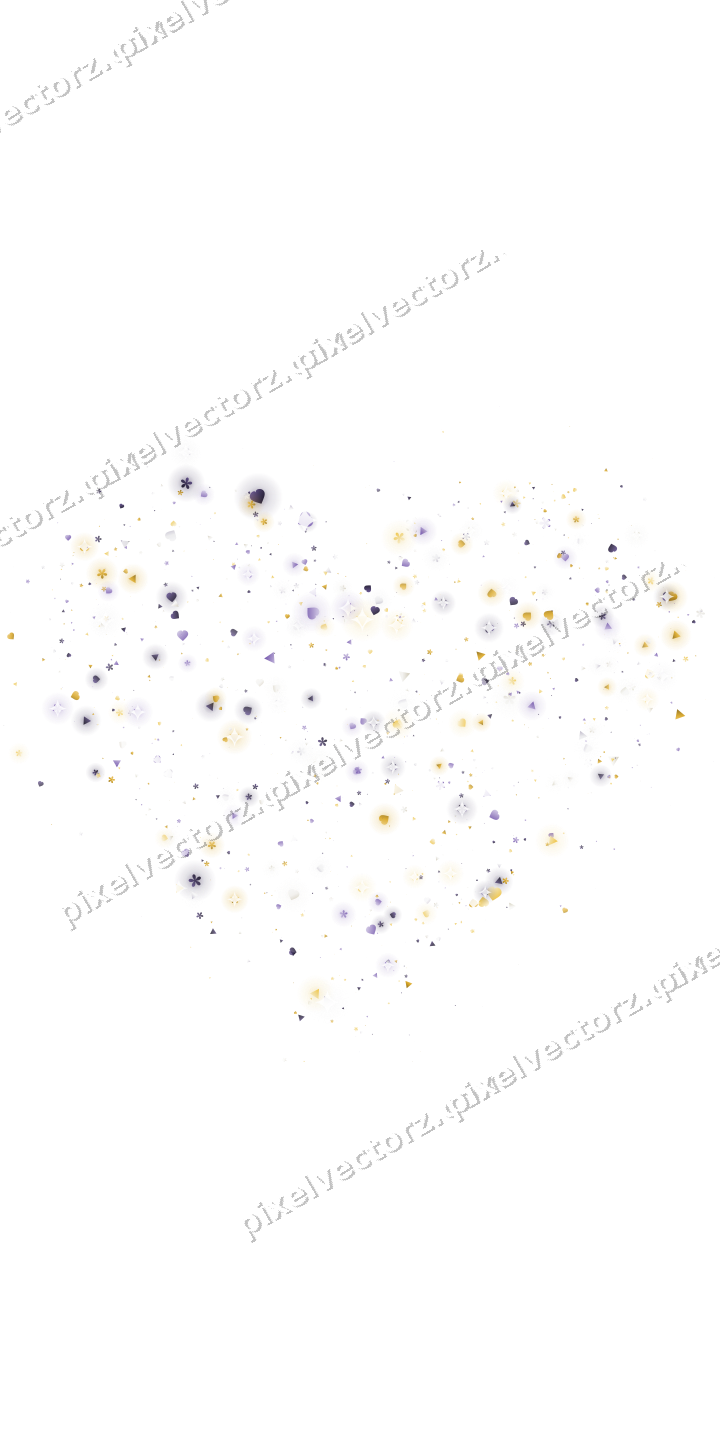 Seamless glitter heart in amber and purple on a transparent background
