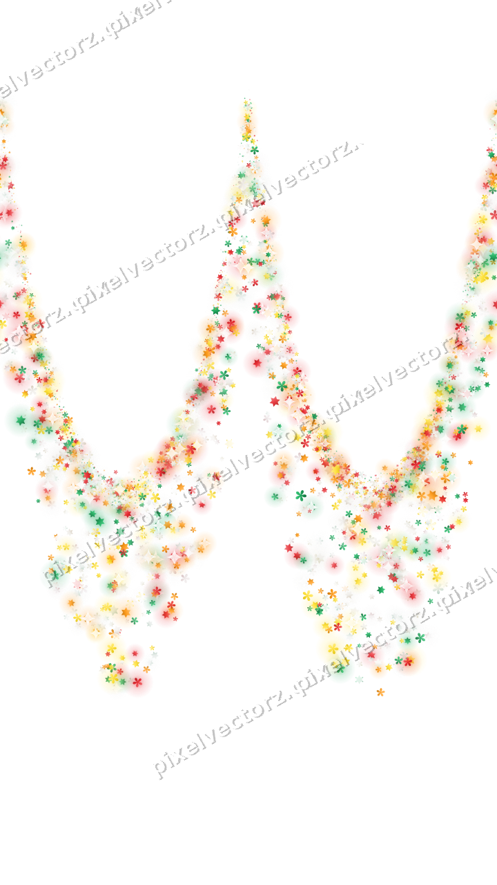 Seamless glitter garland in red and orange on a transparent background