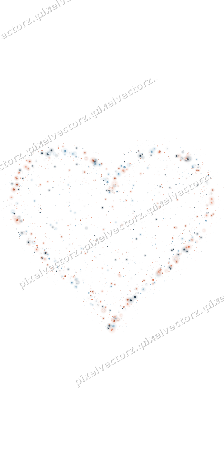 Seamless glitter heart in orange and cyan on a transparent background