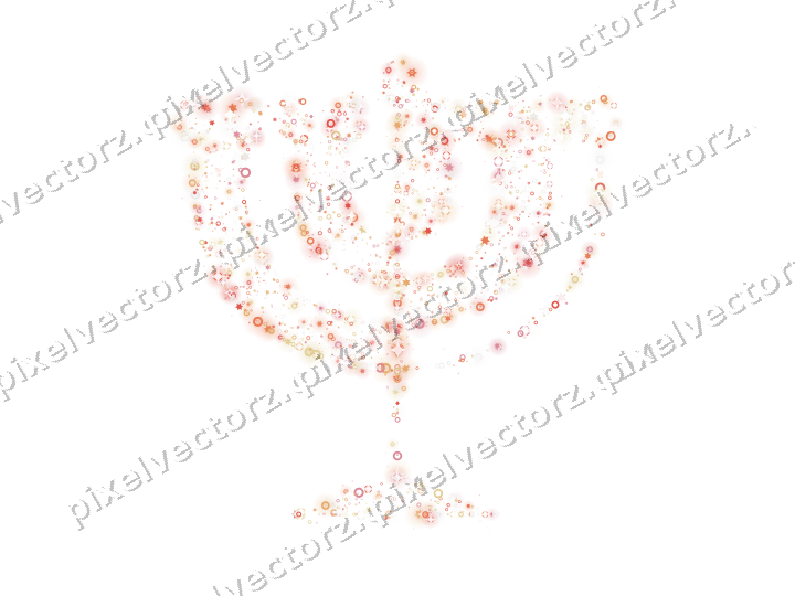 Seamless glitter menorah in red and orange on a transparent background