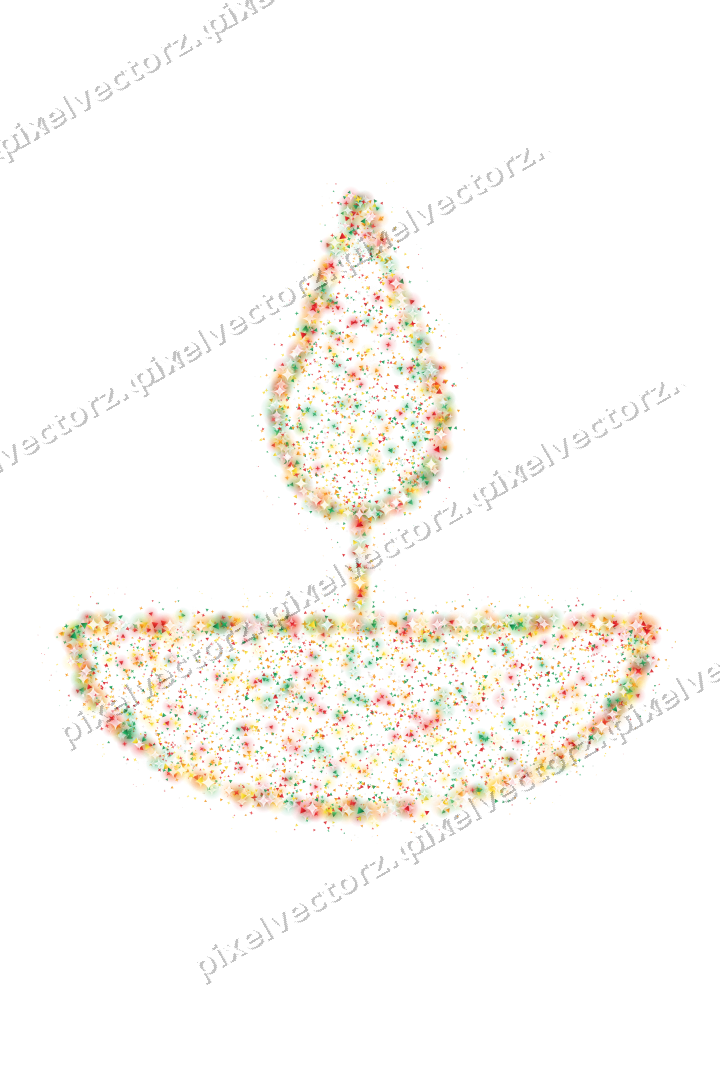 Seamless glitter diya lamp in red on a transparent background