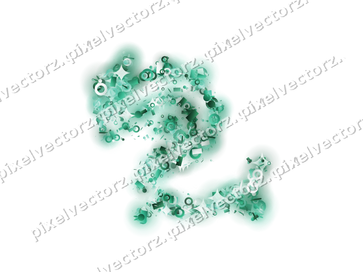 Seamless glitter dragon on a transparent background