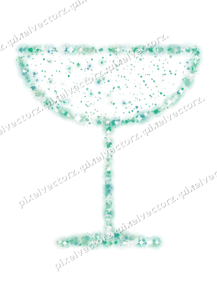 Seamless glitter champagne coupe in green on a transparent background