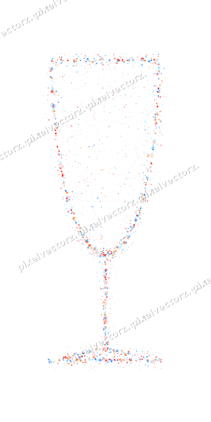 Seamless glitter champagne flute in blue on a transparent background