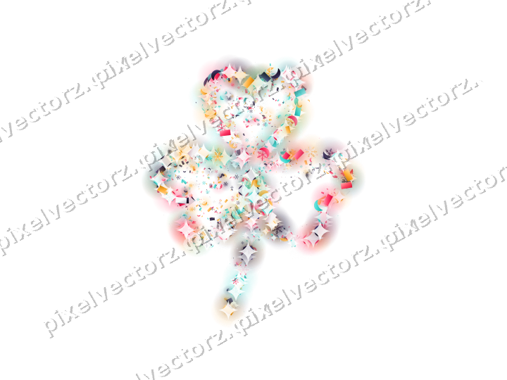Seamless glitter shamrock in pink on a transparent background